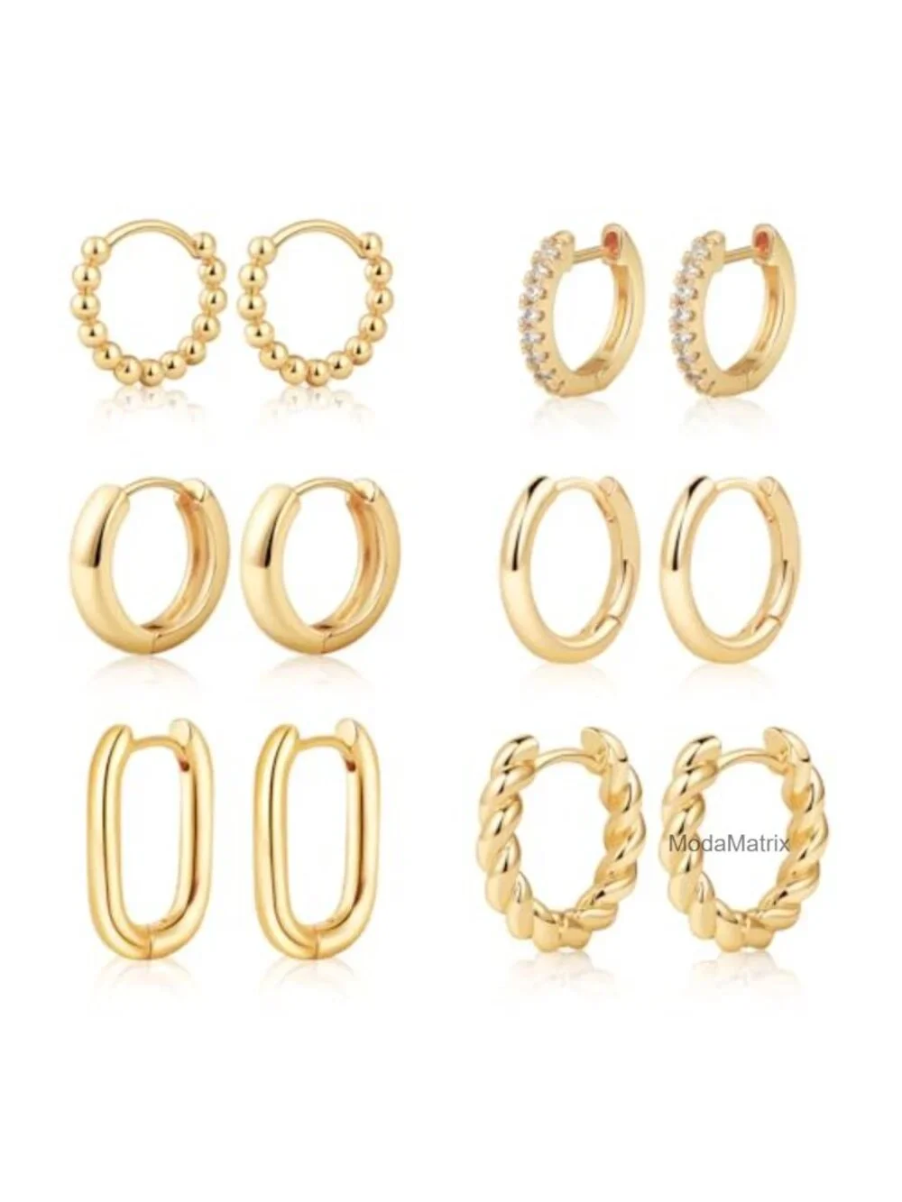 14K Gold Plated Chunky Hoop Earrings Set Hypoallergenic Thick Open Lightweight